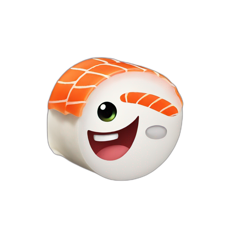 A happy sushi roll waving