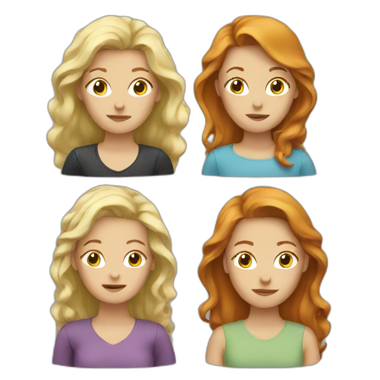 Blonde mother with three daughters, one redhead daughter, one blonde daughter, one brunette daughter
