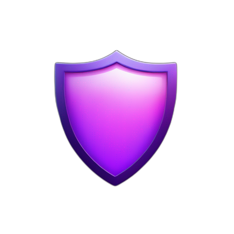 glossy purple shield icon, smooth gradient, glassmorphism style, rounded edges, neon purple and pink glow, modern app icon aesthetic, clean minimal design, soft reflections, 3D gradient, dark fantasy gaming vibe, transparent background