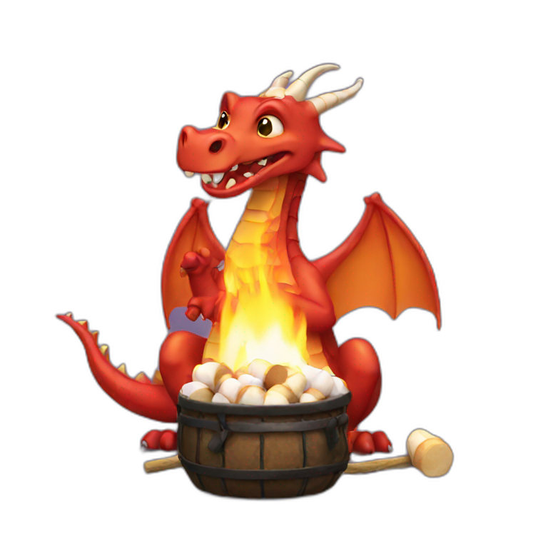 A dragon roasting marshmallows