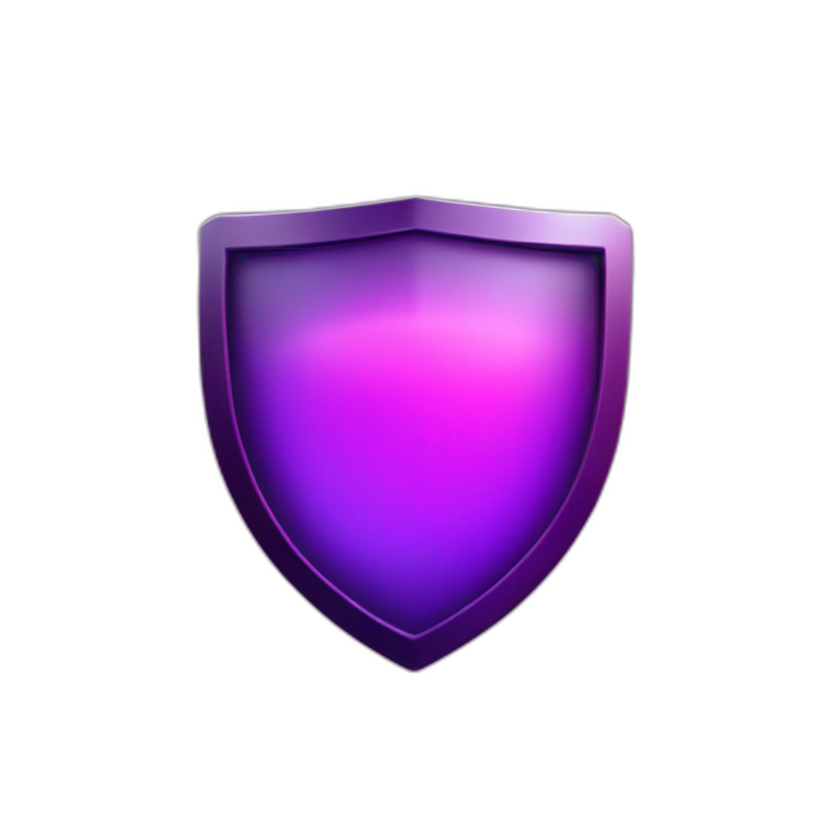 glossy purple shield icon, smooth gradient, glassmorphism style, rounded edges, neon purple and pink glow, modern app icon aesthetic, clean minimal design, soft reflections, 3D gradient, dark fantasy gaming vibe, transparent background
