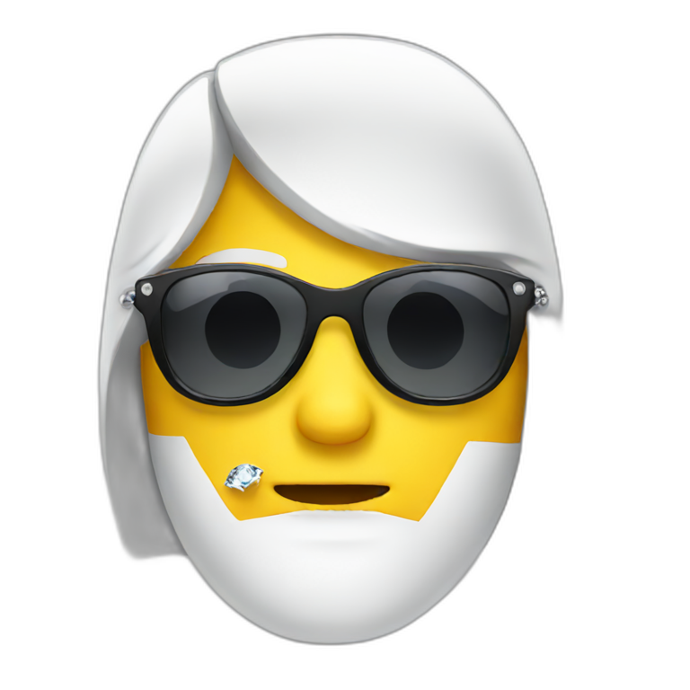 a yellow guy w sunglasses and a diamond chain