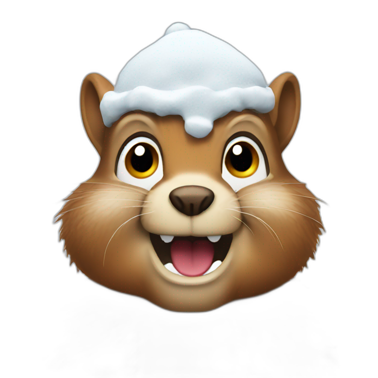 deranged squirrel covered in Christmas lights with snow on his face