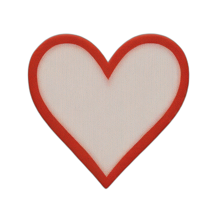 A white heart, the last quarter of the heart is colored red, and the rest is colored white.